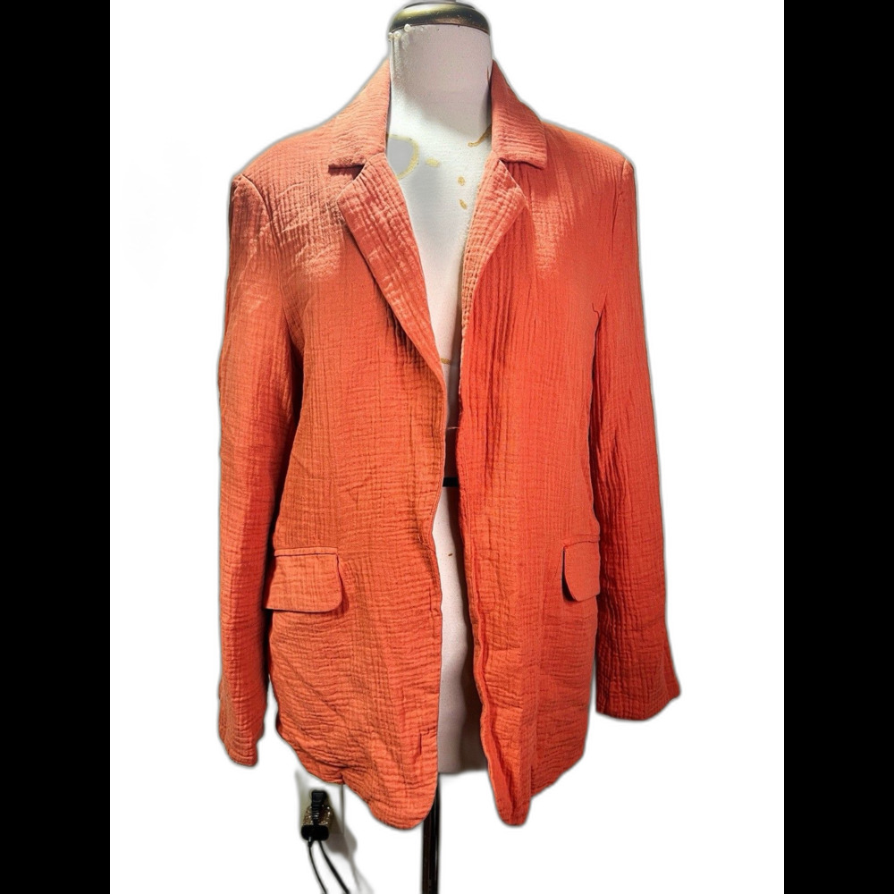 Stoosh Blazer Size M Women's Burnt Sienna Textured Corporate Chic Stylish Jacket